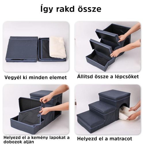 Összehajtható Kutyalépcső Tároló Dobozokkal