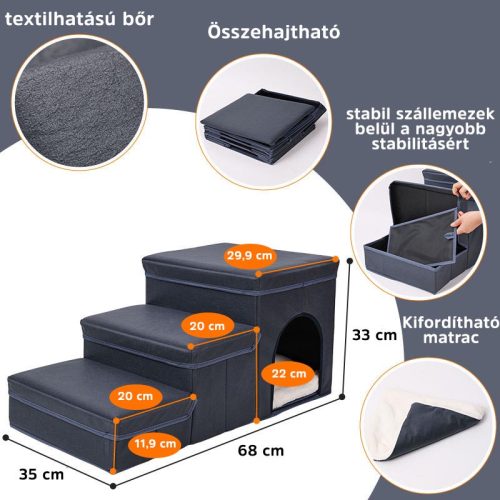 Összehajtható Kutyalépcső Tároló Dobozokkal
