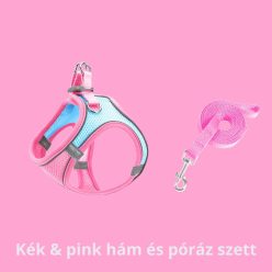 Hám & Póráz Szett - Rózsaszín-kék, XS