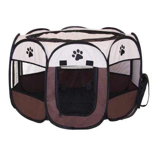 Hordozható Kutya kennel - Barna, L (114x114x58cm)