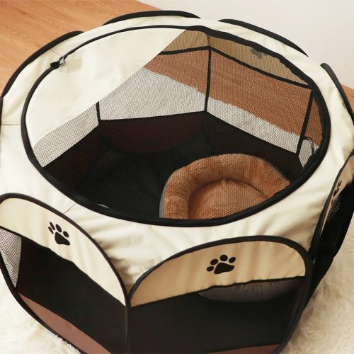 Hordozható Kutya kennel - Barna, L (114x114x58cm)