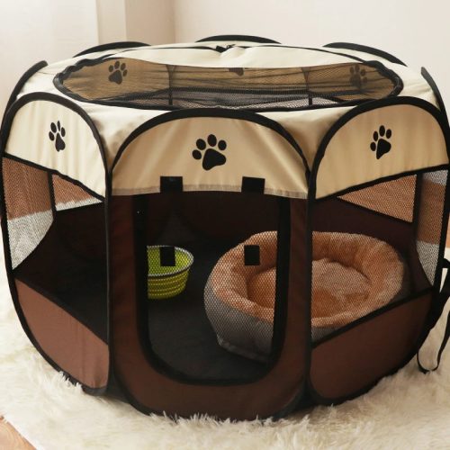 Hordozható Kutya kennel - Szürke, S (74x74x43cm)