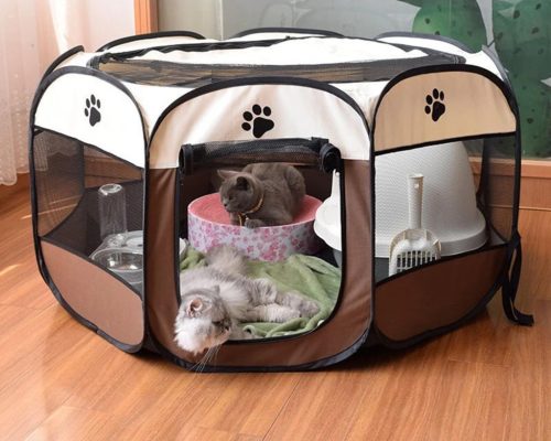 Hordozható Kutya kennel - Szürke, S (74x74x43cm)