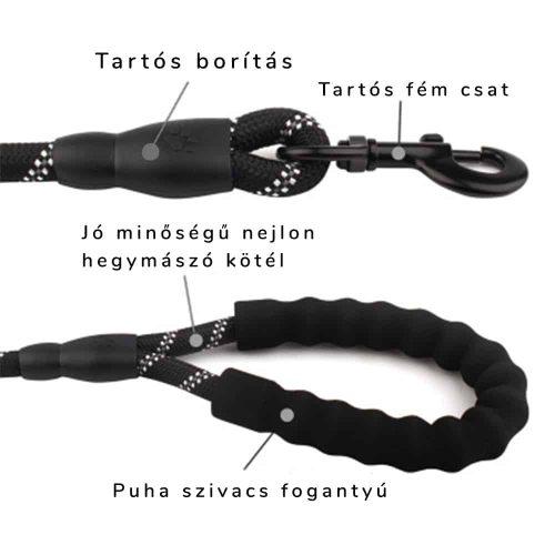 Kutyapóráz -fényvisszaverős - 120 cm - Sárga
