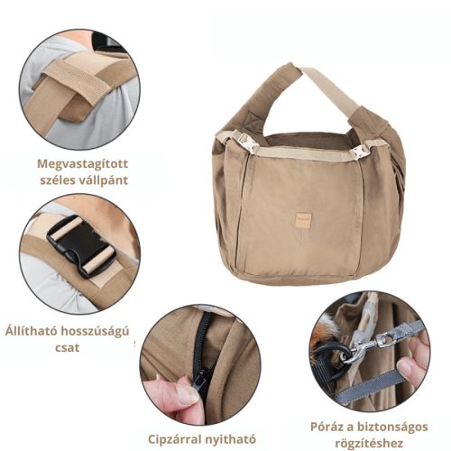 Kutyahordozó válltáska közepes termetű kutyáknak - Khaki