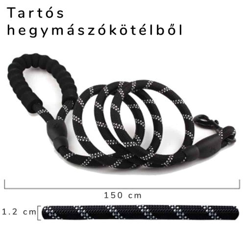 Kutyapóráz -fényvisszaverős - 150 cm - Világos kék