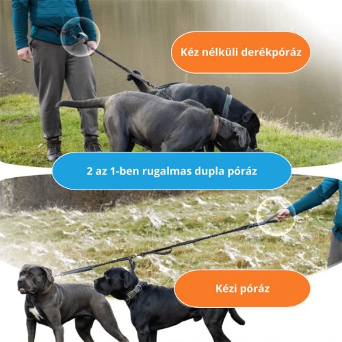 2in1 Rugalmas Dupla Póráz Elosztóval - Kék